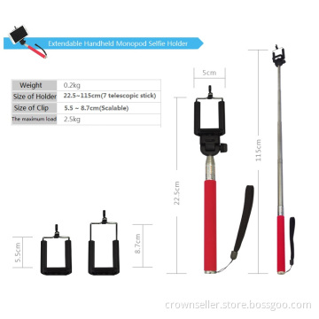 Wireless Bluetooth Shutter Key+Selfie Self Portrait Monopod Self-Shot Holder